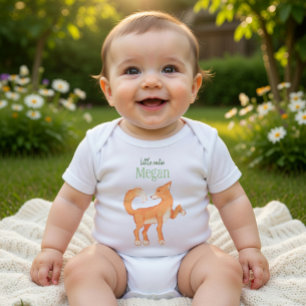 Cute Fox Personalized Name "Little Cutie" Baby Bodysuit