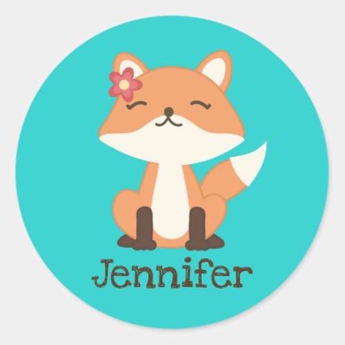 Cute Fox Personalized Sticker Envelope Seal