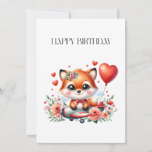Cute Fox Pilot Birthday