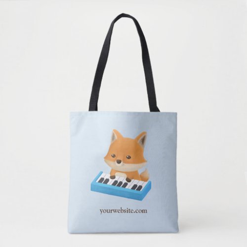 Cute Fox Playing On The Piano Keyboard Tote