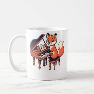Cute Fox Playing Piano Foxes Musician Music Coffee Mug