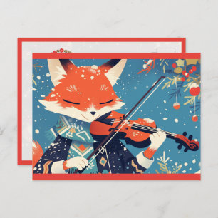 Cute Fox Playing Violin Postcard