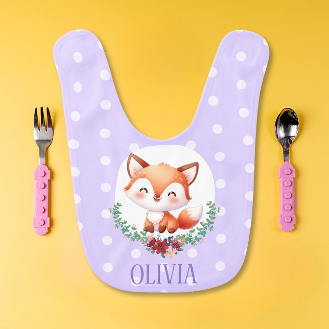 Cute Fox Polka Dot Elegant Baby Bib (Creator Uploaded)