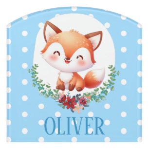 Cute Fox Polka Dot Elegant Door Sign