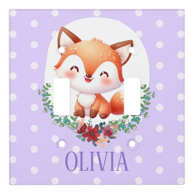 Cute Fox Polka Dot Elegant Light Switch Cover (Front)