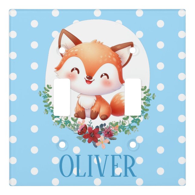 Cute Fox Polka Dot Elegant Light Switch Cover (Front)
