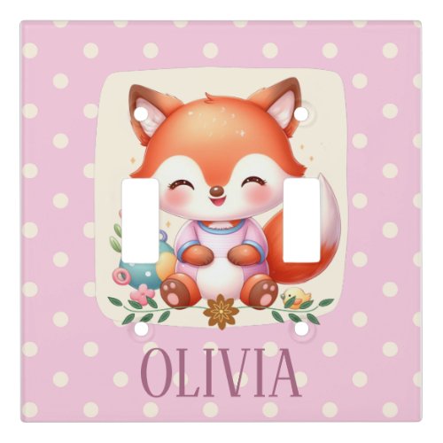 Cute Fox Polka Dot Elegant Personalized Light Switch Cover
