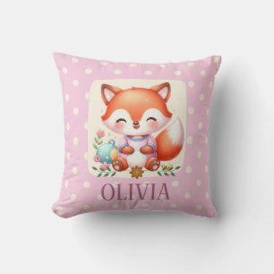 Cute Fox Polka Dot Elegant Personalized Throw Pillow