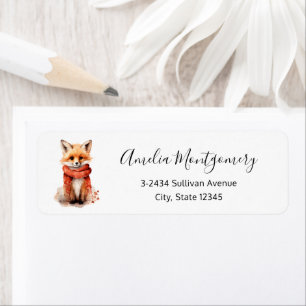 Cute Fox Pup in a Red Scarf - Address Label