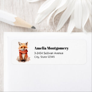 Cute Fox Pup in a Red Scarf - Address Label