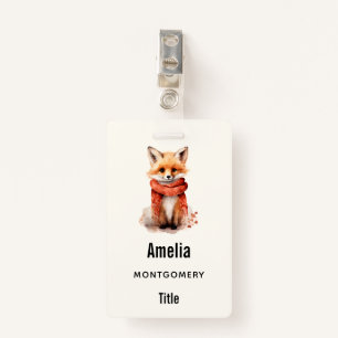 Cute Fox Pup in a Red Scarf Badge