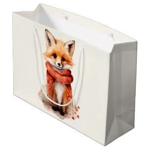 Cute Fox Pup in a Red Scarf Large Gift Bag
