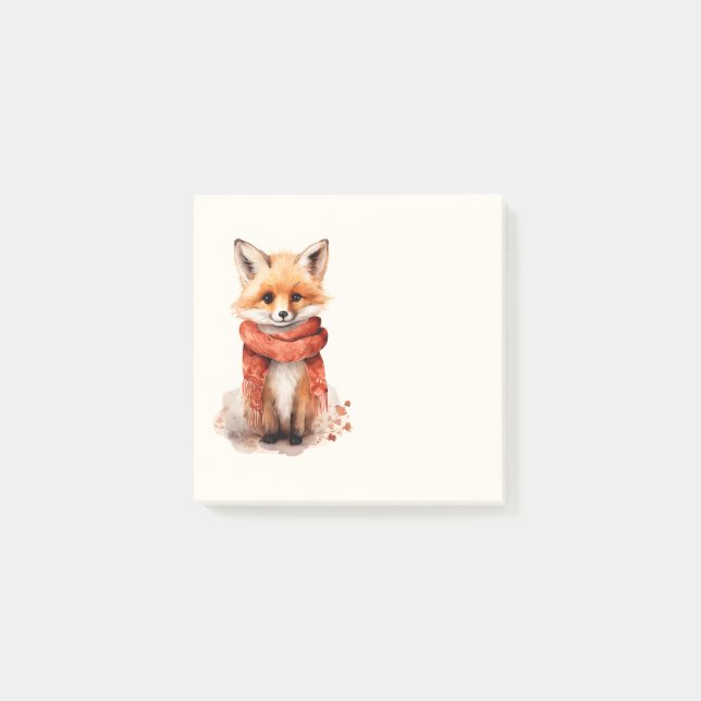 Cute Fox Pup in a Red Scarf Post-it Notes (Front)