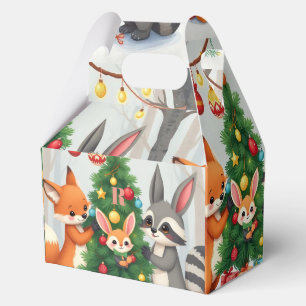 Cute Fox, Raccoon, & Bunny Christmas Keepsake Favor Boxes
