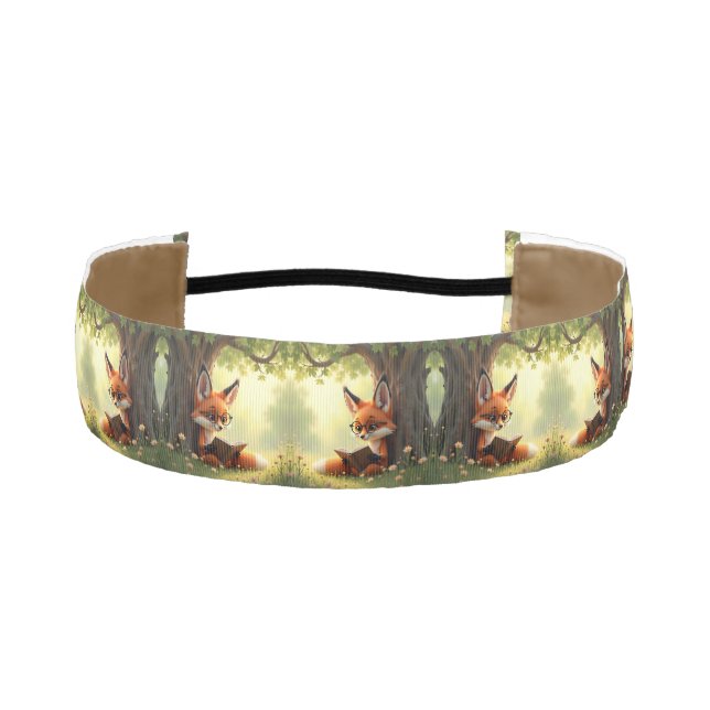 Cute fox reading a book,  athletic headband (Front)