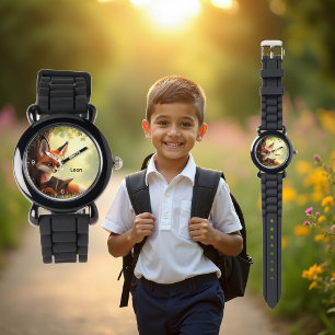 Cute fox reading a book, custom kids  watch