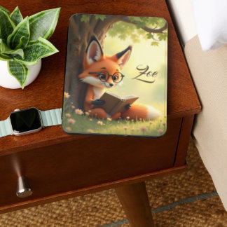 Cute fox reading a book, custom kindle cover