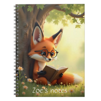 Cute fox reading a book, custom  notebook