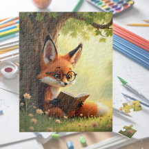 Cute fox reading a book,  kids  