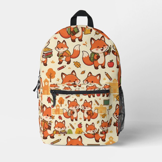 Cute Fox School Backpack (Front)
