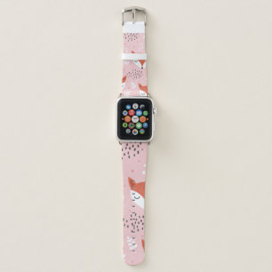 Cute fox seamless pattern, wolf hand drawn forest apple watch band