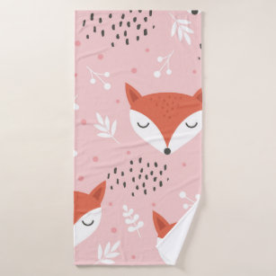 Cute fox seamless pattern, wolf hand drawn forest  bath towel