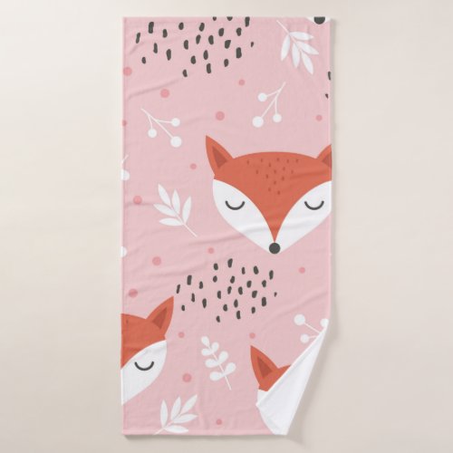 Cute fox seamless pattern wolf hand drawn forest  bath towel