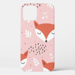 Cute fox seamless pattern, wolf hand drawn forest iPhone 12 case