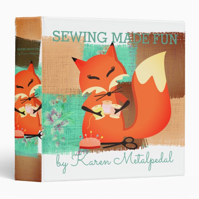 Cute fox seamstress thread scissors pattern binder (Front/Spine)
