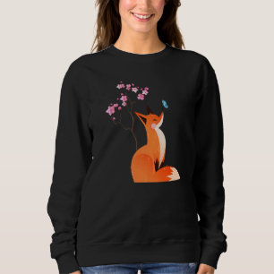 Cute Fox Shirt Japanese Cherry Flower And Butterfl