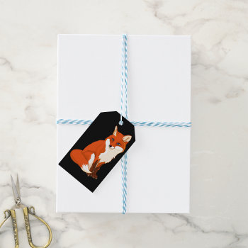 Cute Fox Sitting Custom Gift Tags by spudcreative at Zazzle