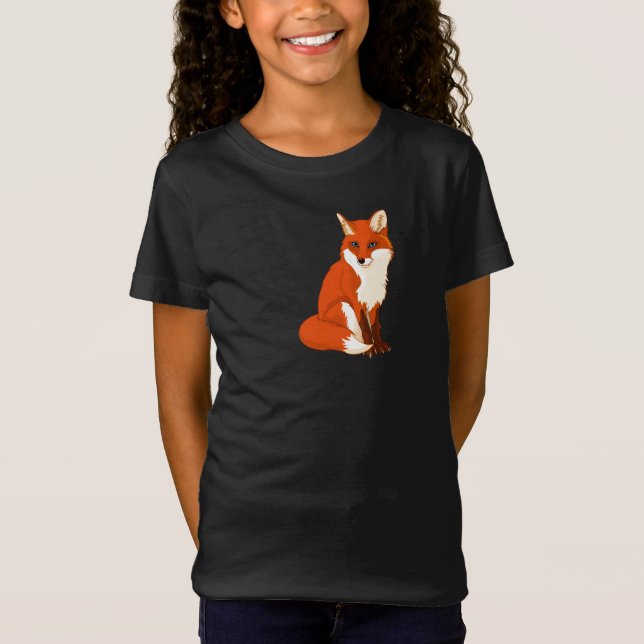 Cute Fox Sitting Girls T-Shirt (Front)