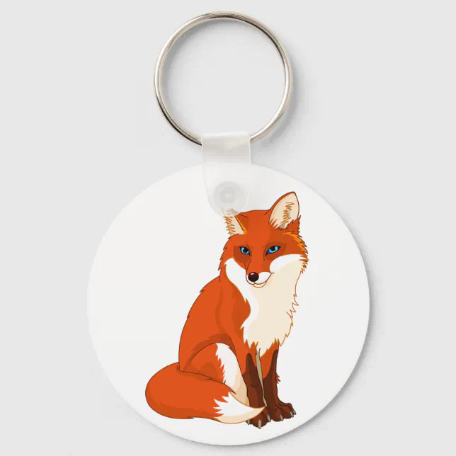 Cute Fox Sitting Keychain | Zazzle