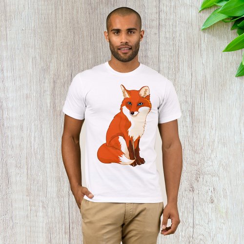 Cute Fox Sitting Mens T_Shirt
