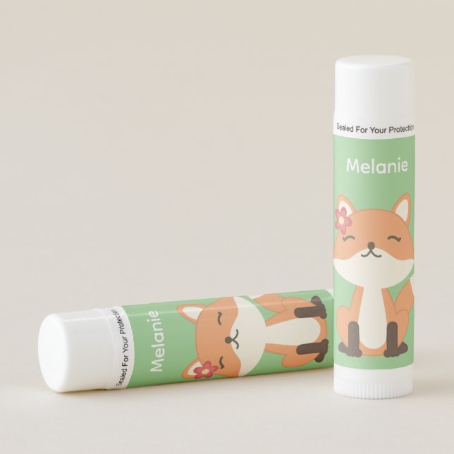 Cute Fox Sniffing the Air Personalised Lip Balm (Front)