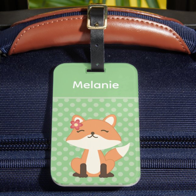 Cute Fox Sniffing the Air Personalised Luggage Tag (Front Insitu 2)