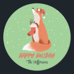 Cute Fox Snowy Winter Holiday Christmas Animal Classic Round Sticker<br><div class="desc">Cute party favors for kids,  boys or girls who love animals. Perfect for Christmas gift,  kids birthday party,  party favors and thank you label. You can customize the text for any occasion.</div>