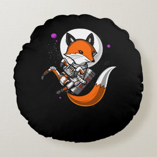 Cute Fox Space Astronaut Animal Round Pillow