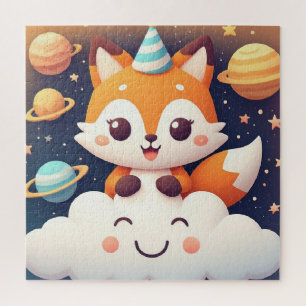 Cute Fox Space Cloud Puzzle For Kids