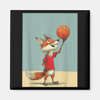 Cute Fox Sports Funny Basball Cartoon Design Magnet