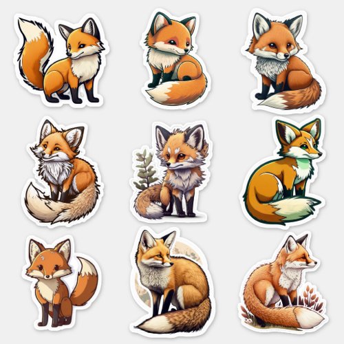 Cute Fox Sticker Sheet
