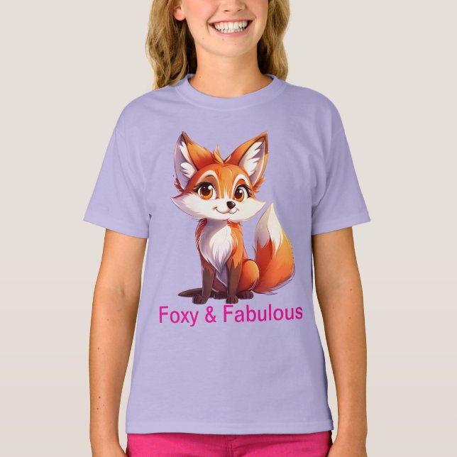 Cute Fox T-Shirt for Girls  Foxy & Fabulous Design (Front)