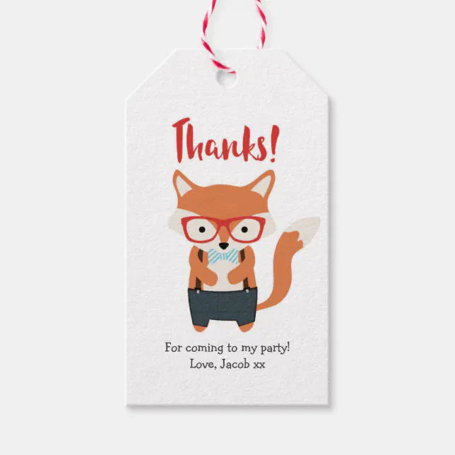 Cute Fox Thank you tags | Favour tags | Zazzle