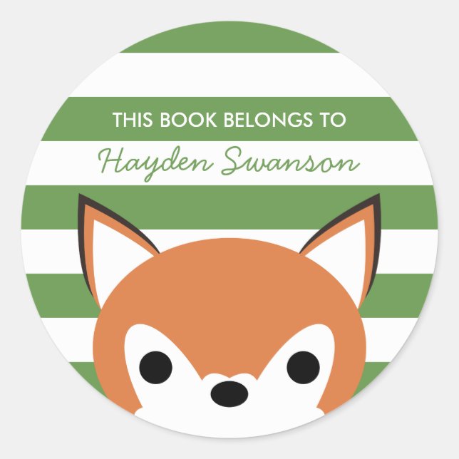 Cute Fox | This Book Belongs To Classic Round Sticker (Front)