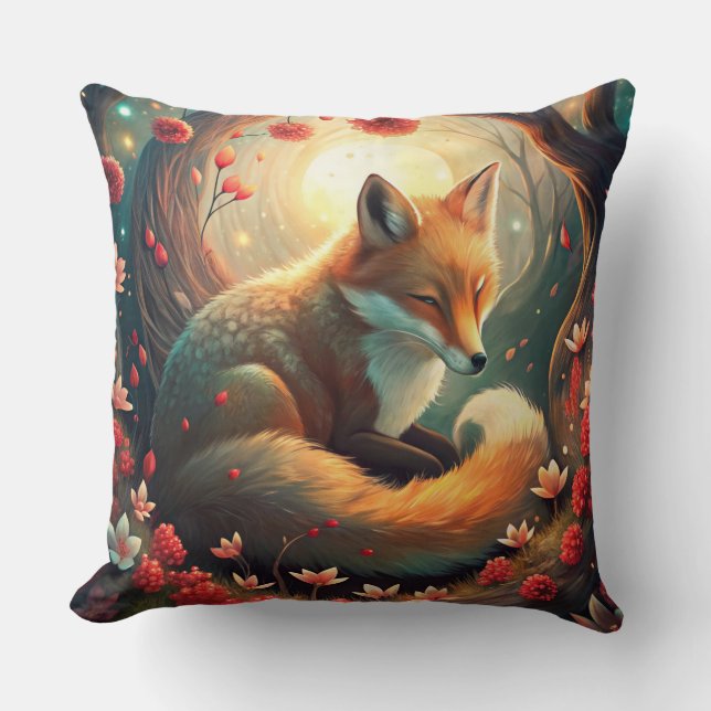 Cute Fox Throw Pillow (Front)