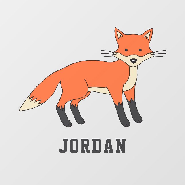 Cute Fox Unique Boy Personalized Custom Name Wall Decal (Front)