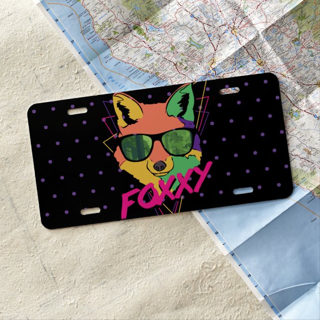 Cute Fox w/Glasses License Plate (In Situ)