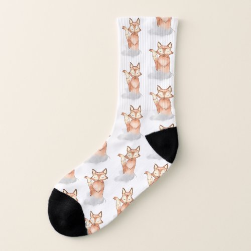 Cute Fox Watercolor Socks
