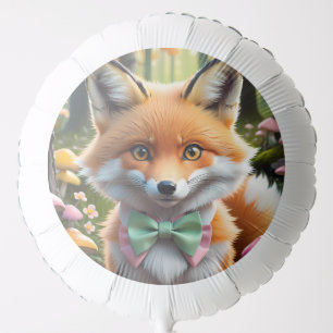 Cute Fox with a Green and Pink bow Balloon
