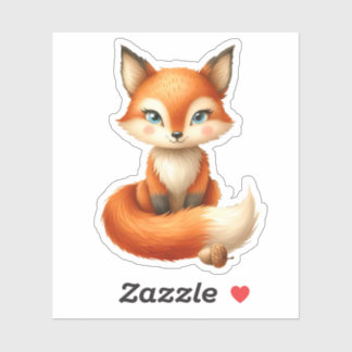 Cute Fox With Acorn Sticker
